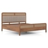 Hanoi Solid Wood Cane King Size Non Storage Bed In Amber Walnut Finish with Shitake Beige Colour