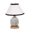 Devansh Conical White & Black  Cotton Shade Lamp With Wood & Mosaic Glass Base For Decoration/Office/Home/Gifting/Study For Decoration/Office/Home/Gifting/Study -(10X10X14.5) Inches -A