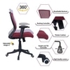 Ebeaony Mid Back Ergonomic Chair in Maroon Colour