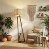Angular Beige Jute Floor Lamp with Beige Jute Base