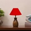 Devansh Red Cotton Table Lamp With Wood Natural Base (10X12.5 Inches)-27