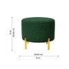 Doe Buck Premium Boucle Round Ottoman in Matte Green Colour with Polished Gold Legs