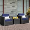 Carry Bird Wicker Patio Furniture Outdoor Balcony Chairs In Black And Navy Blue Colour