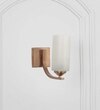 Andretti Single Light Bathroom Wall Fitting In Antique Brass Finish With Frosted White Glass