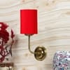 Devansh Metal Electric Wall Light in Gold Colour with Red Shade Count of 1 Light