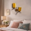 Devansh Metal Electric Wall Light in Gold Colour with Yellow Shade Count of 2 Lights