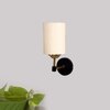 Devansh Metal Electric Wall Light in Black Colour with off-white Shade Count of 1 Light