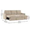 Kylo 3 Seater Velvet LHS Pull Out Sofa Cum Bed in Cream Color With Storage