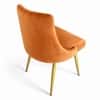 Rosslyn Sheesham Wood Set of 2 Accent Chairs in Peach Velvet Upholstery with Metal Legs