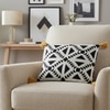 Abstract Black Mustard Cotton Cushion Cover 16X16  Inches