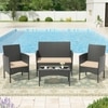Carry Bird Wicker Patio Furniture Accessorie 4 Seater Sets In Black And Dark Beige Colour