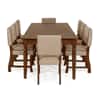 Globally Indian Sheesham Wood 8 Seater Dining Set With Upholstered Chairs Back And Seat In Beige Color
