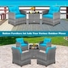 Carry Bird Wicker Patio Furniture Outdoor Balcony Chairs In Grey And Sky Blue Colour