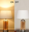 Duffield Amber Glass Table Lamp With White Cotton Shade