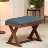 Calvebrook Solid Wood Ottoman in Blue Fabric
