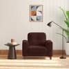 Verona Premium 1 Seater Fabric Sofa in Deep Crimson Velvet Colour