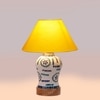 Devansh Conical Yellow Cotton Shade Lamp With Wood & Mosaic Glass Base For Decoration/Office/Home/Gifting/Study For Decoration/Office/Home/Gifting/Study -(10X10X14.5) Inches -A