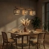 Lyon Beige Solid Wood Cluster Hanging Light