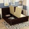 Moglis Solid Wood Queen  Size Bed With Box Storage (Walnut Finish)