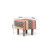 Verona Solid Wood Pouf Stool in Stripe Multi Colour Jackard fabric