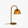 Lior Handicrafted Table Lamp in Antique Silver Brass finish and Amber Colour