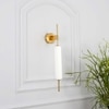 Kuombi Integrated 3 Light Led Wall Fitting In Brass Finish Metal With Milky White Glass