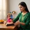 Devotional Eternal Radha Krishna Statue in Multicolor Colour