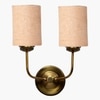 Devansh Metal Electric Wall Light in Gold Colour with Beige Shade Count of 2 Lights