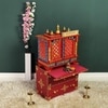 D'Dass Multi Color Mdf and Sheesham Wooden Temple With Cabinet For Pooja