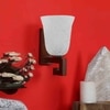 Devansh Solid Wood Electric Wall Light in Brown Colour with White Shade Count of 1 Light
