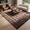 Abstract Brown Wool Silk Handmade Area Rug for Living Room 6x9