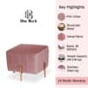Doe Buck Regent Channel Tufted Velvet Ottoman Stool in Pink Colour with Rose Gold Legs