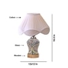 Devansh Off-White Vintage Cotton Pleated Shade Lamp With Wood & Mosaic Glass Base For Decoration/Office/Home/Gifting/Study For Decoration/Office/Home/Gifting/Study
