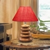 Devansh Pink Jute Table Lamp With Wood  Pebble Lamp  (10X10X15) Inches