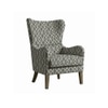 Carolina Printed Infinity Grid Fabric Wing Chair in Green Colour