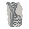 Handmade Wool Silk Shaped Rug Modern Wave Grey 6 x 9 Feet Carpet