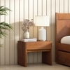 Basal Solid Wood Bedside Table In Amber Walnut Finish