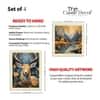 The Castle Decor Golden Deer Sunrise Wall Art Set of 4