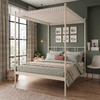 Perryn Four Poster Metal Non Storage Queen Bed in Glossy Ivory Finish