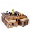 Blane Sheesham Wood 4 Seater Coffee Table Set In Teak Finish
