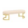 Doe Buck Upholstered Oval Bench in Beige Colour with Gold Loop Legs