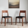 Clarke Solid Wood Dining Chair Set of 2 in Honey Finish with Black Leatherette