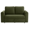 Baruna 2 Seater Velvet Pull Out Sofa Cum Bed with Storage In Green Color