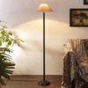 Winifred Beige Natural Fiber Floor Lamp with Black Iron Base
