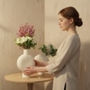 Sunburst Disc Vase Set Cream Color