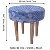 Nayla Solid Wood Stool in Indigo Patch Kantha Fabric