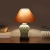 Devansh Conical Grey Cotton Shade Lamp With Wood & Mosaic Glass Base For Decoration/Office/Home/Gifting/Study For Decoration/Office/Home/Gifting/Study -(10X10X14.5) Inches -A