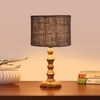 Devansh Grey Jute   Table Lamp With  Wood Natural Base (7X7X15.5 Inches)-17