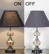 Bompton Nickel Finish Metal And Smoke Crystal Table Lamp With Black Cotton Shade