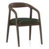 Brava Solid Wood 6 Seater Dining Table with 6 Zen Solid Wood Dining Armchair in (Finish: Danish Walnut, Colour: Olive Leatherette)